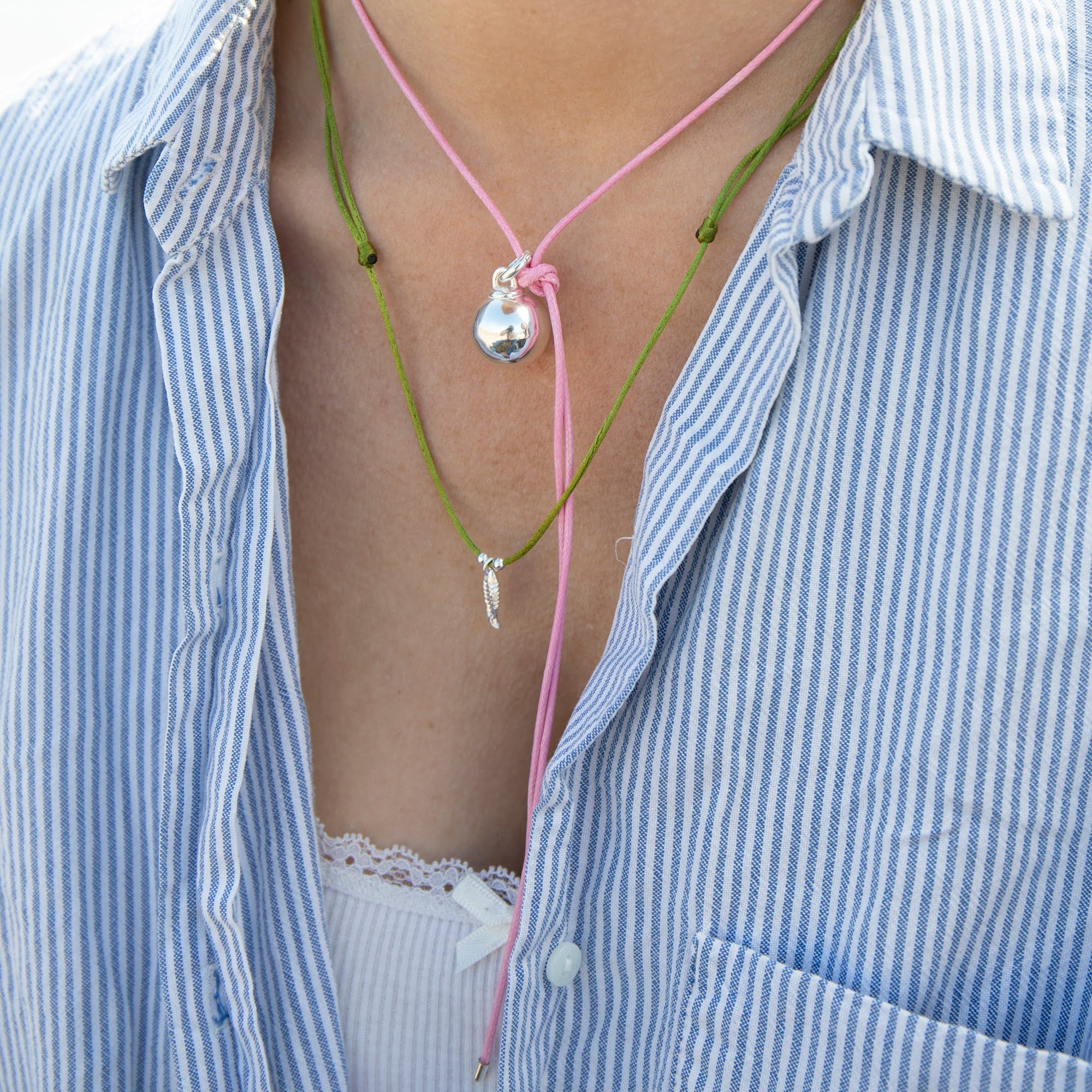 pink cord necklace - seolgold