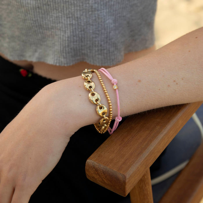 gold - pink cord bracelet - seolgold