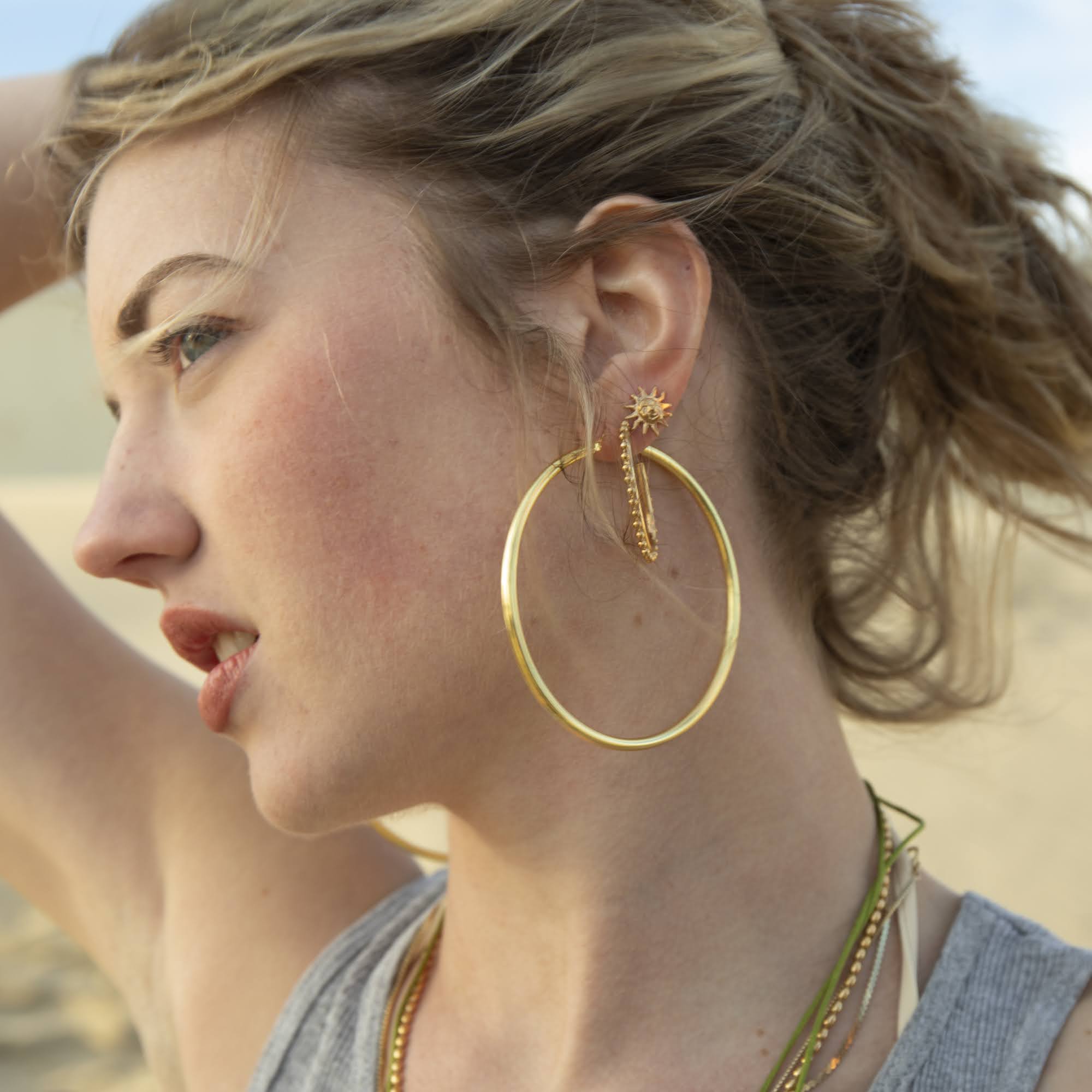 large gold hoops - large gold earrings - gold hoops - seol gold