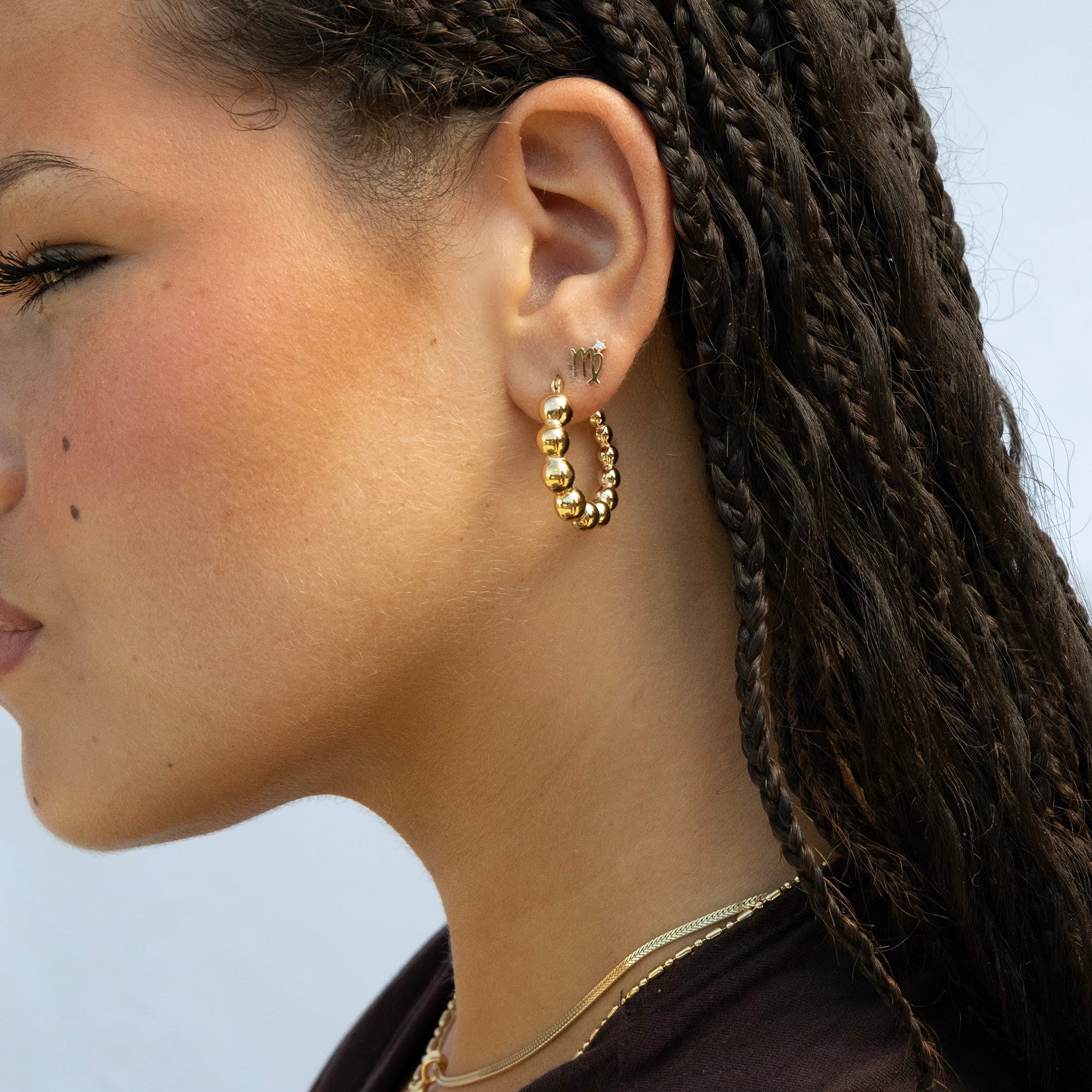 gold bead earring - bead hoops - ball hoops - bead earrings - bead hoop - puffy jewellery - puffed hoop - puffed earring - seol gold