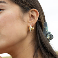 gold chunky pearl half hoops - seol gold