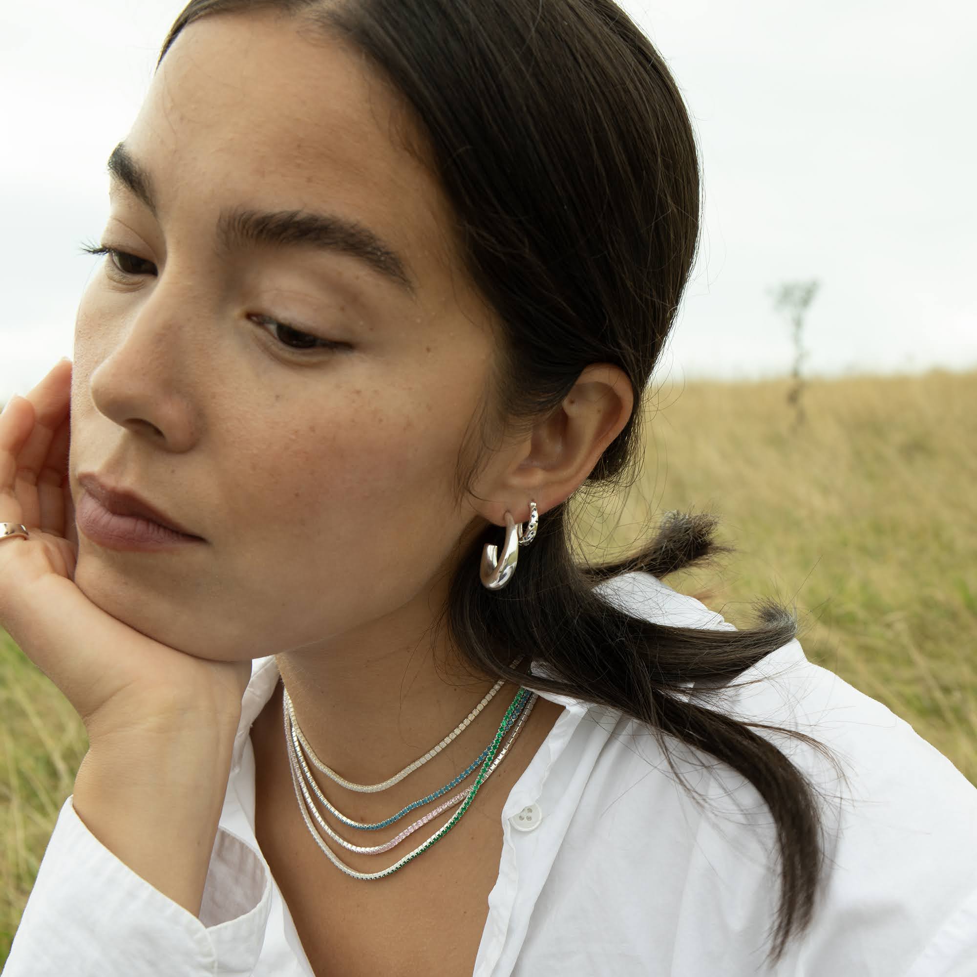 silver half hoop - half hoop - puffy earring - puffed earring - sterling silver earring - sterling silver stud - stud earring - seol gold