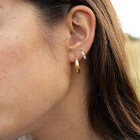 solid gold opal hoops - seolgold