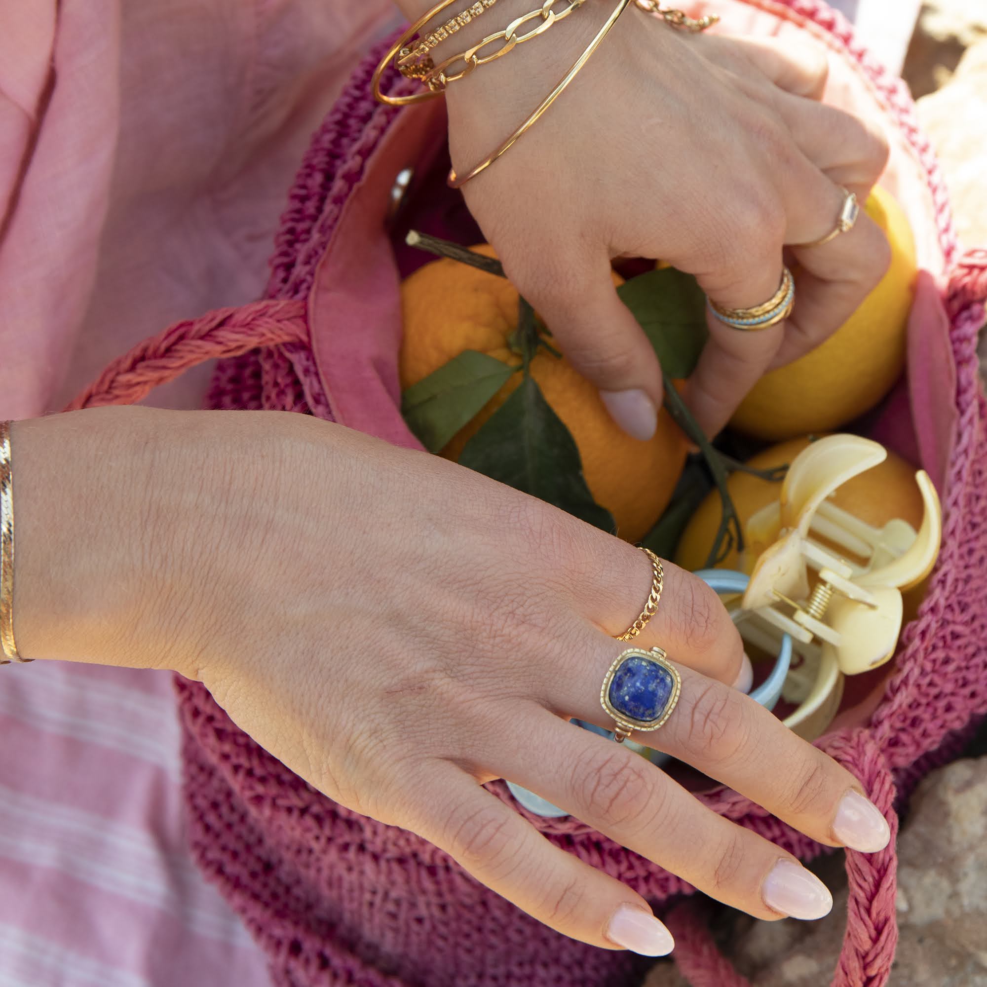 gold lapis lazuli ring - seolgold