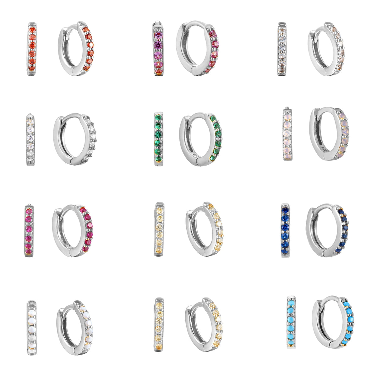 Seol gold - Birthstone CZ Tiny Hoop Earrings