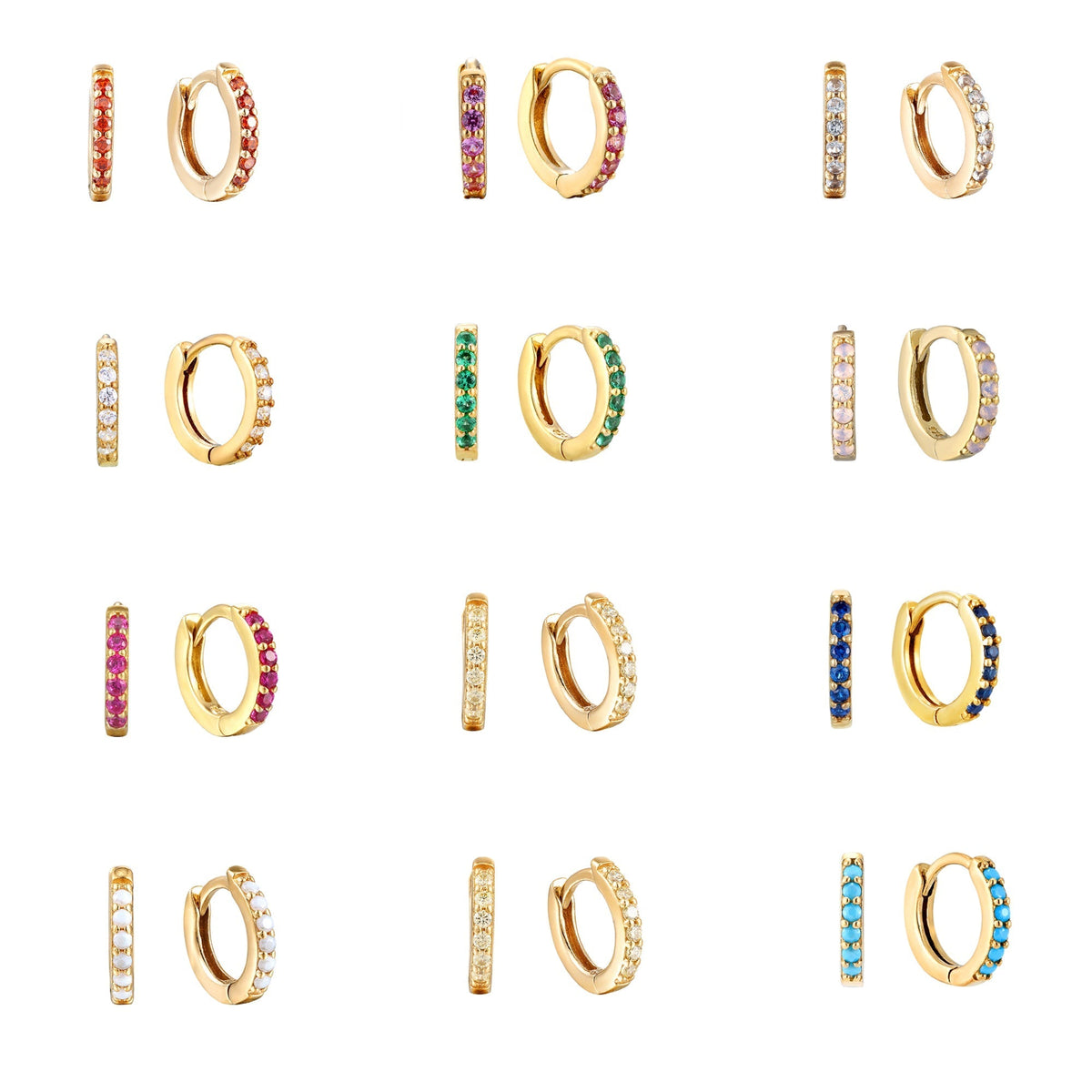 Seol gold - Birthstone CZ Tiny Hoop Earrings