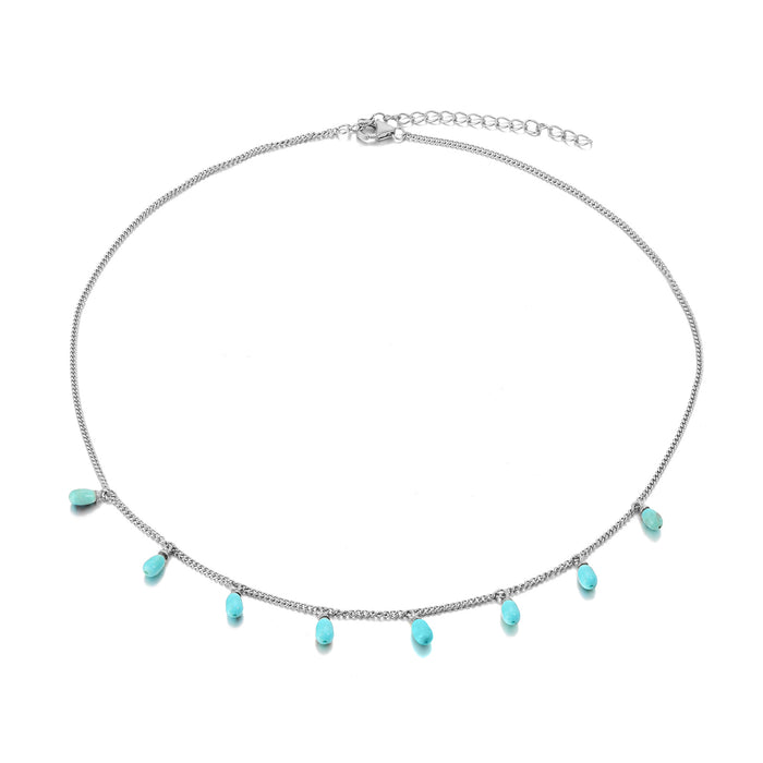 silver turquoise necklace - seolgold