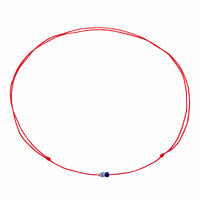 red cord blue glass bead necklace - seolgold