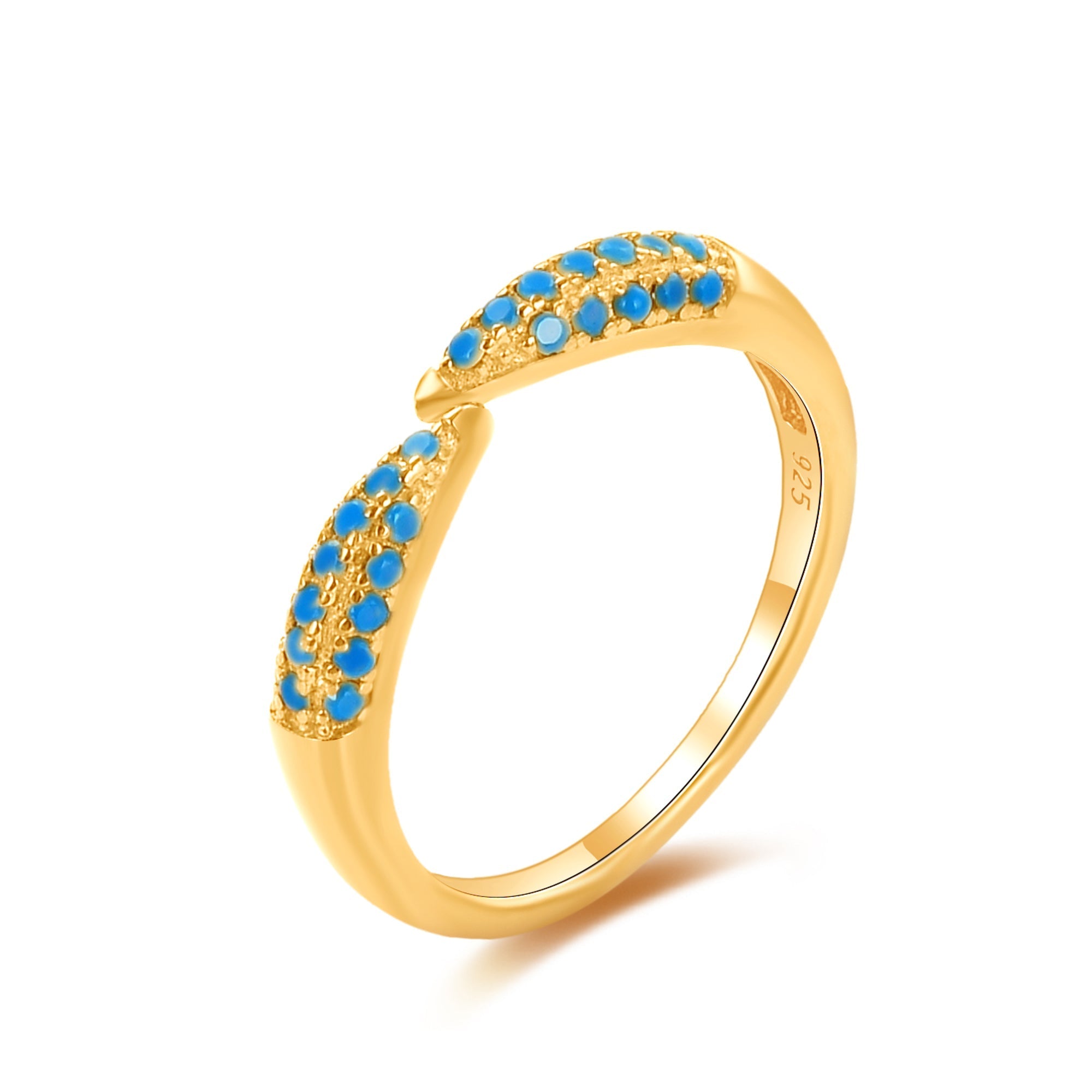 Pave Turquoise Open Claw Ring - seol-gold