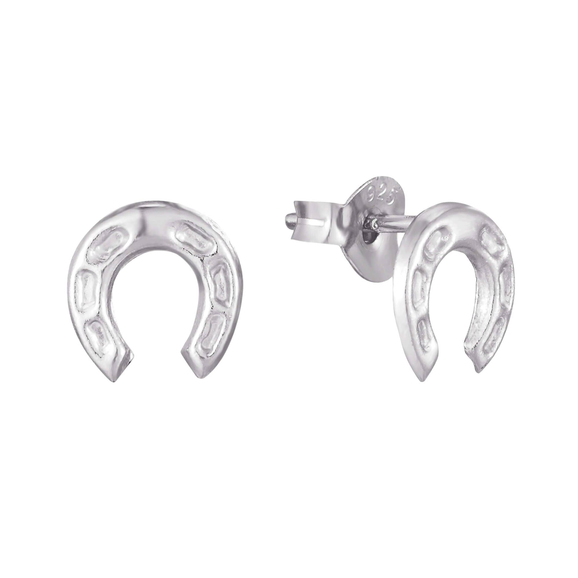 silver horseshoe studs - seolgold