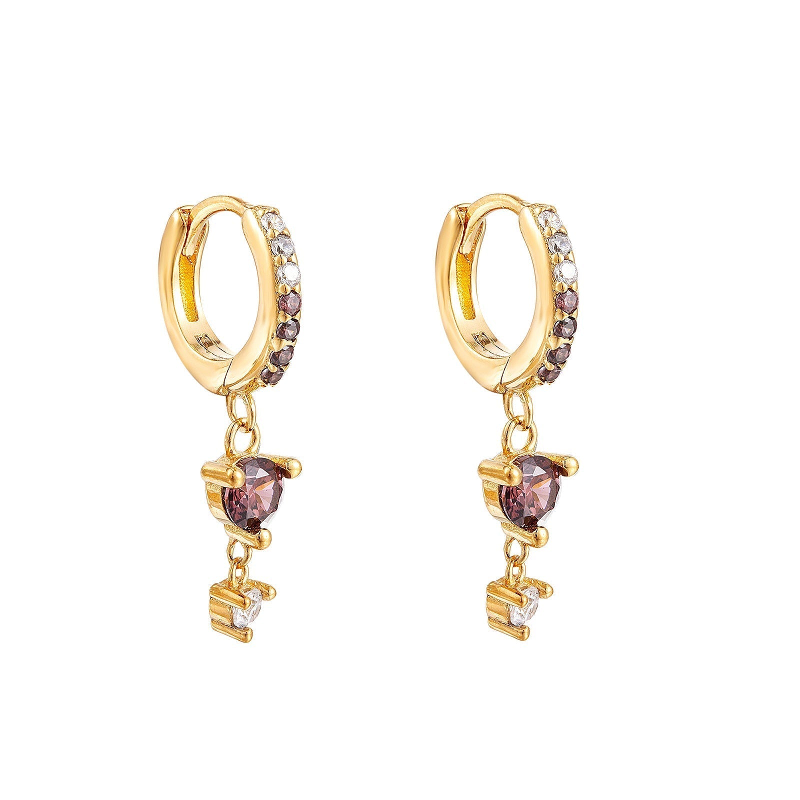 Purple Topaz Bezel Hoops - Seol Gold