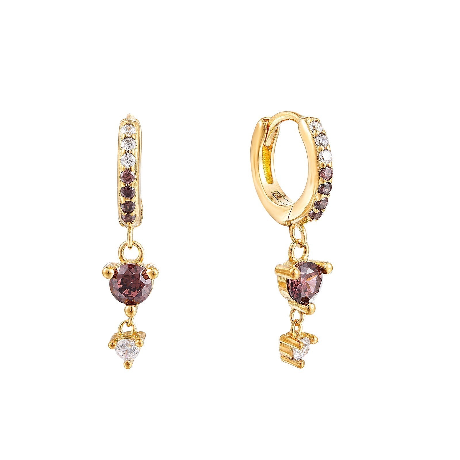 Purple Topaz Bezel Hoops - Seol Gold