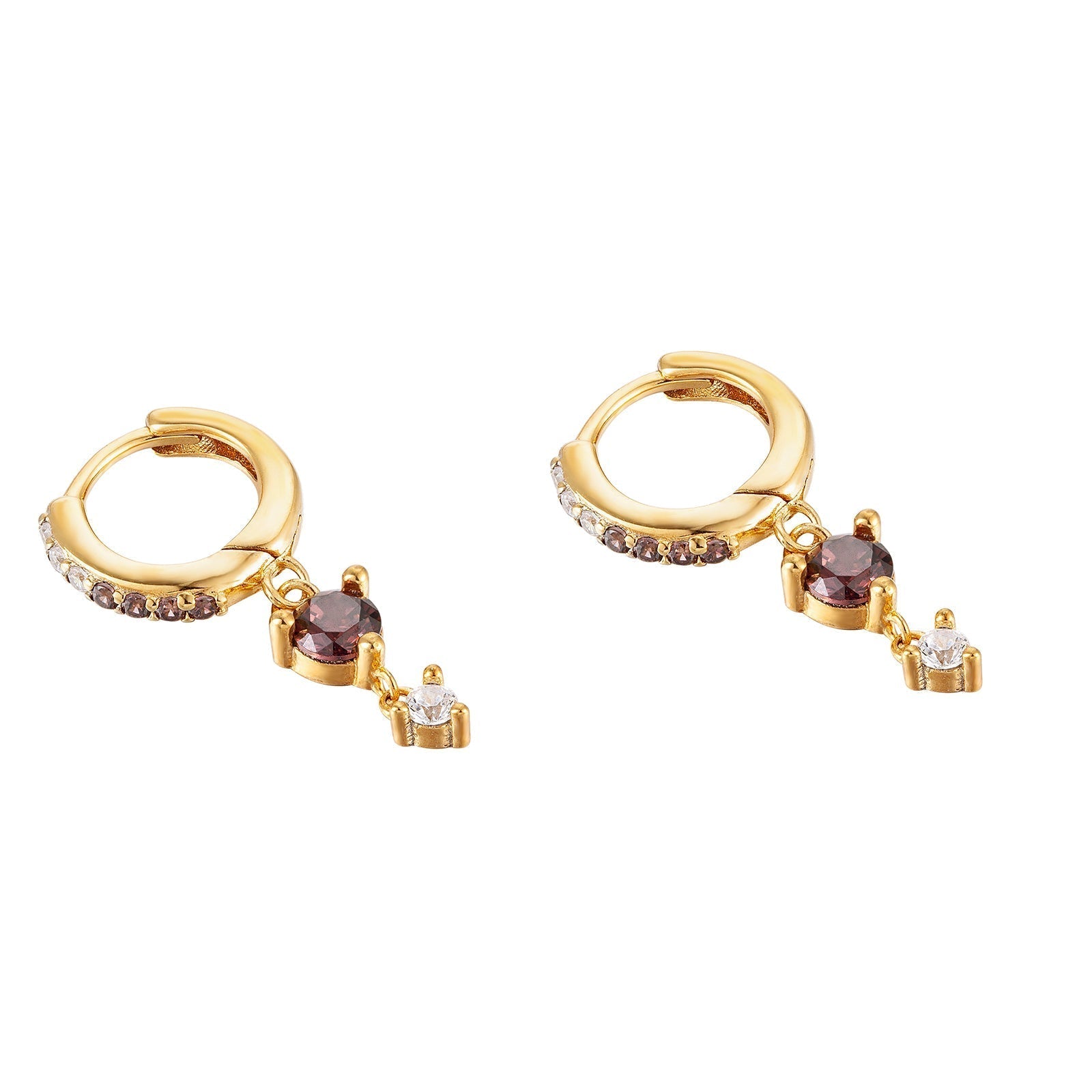 Purple Topaz Bezel Hoops - Seol Gold