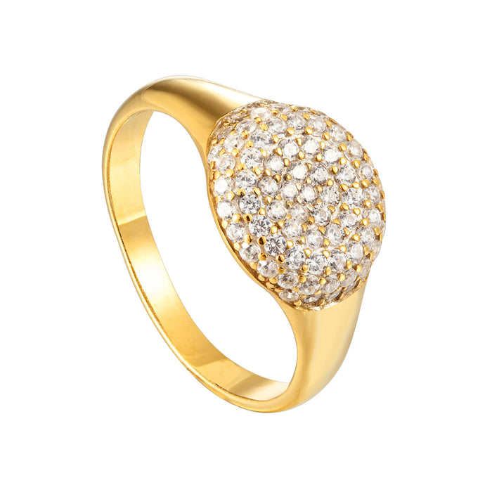 pave signet ring - seol gold