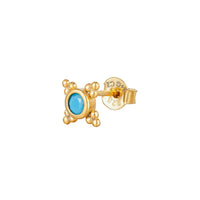 Turquoise Dotted Stud Earrings - Seol Gold