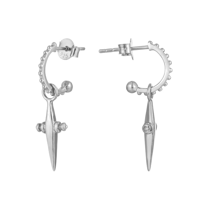 silver dagger hoops - seolgold