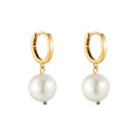 gold pearl hoop - seolgold