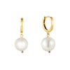 gold pearl hoops - seolgold