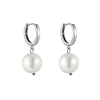 silver pearl hoops - seolgold