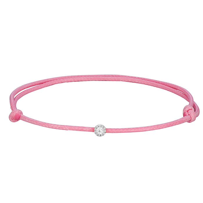 Sterling Silver Pink Cord CZ Bracelet Media - Seol Gold