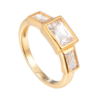 18ct Gold Vermeil Squared CZ Rectangle Ring - seolgold