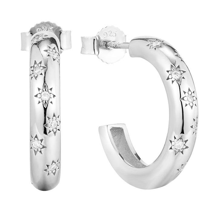 Silver Star CZ Half Hoops - Seol Gold