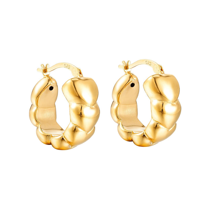 Seol Gold - Puffy Heart Hoops