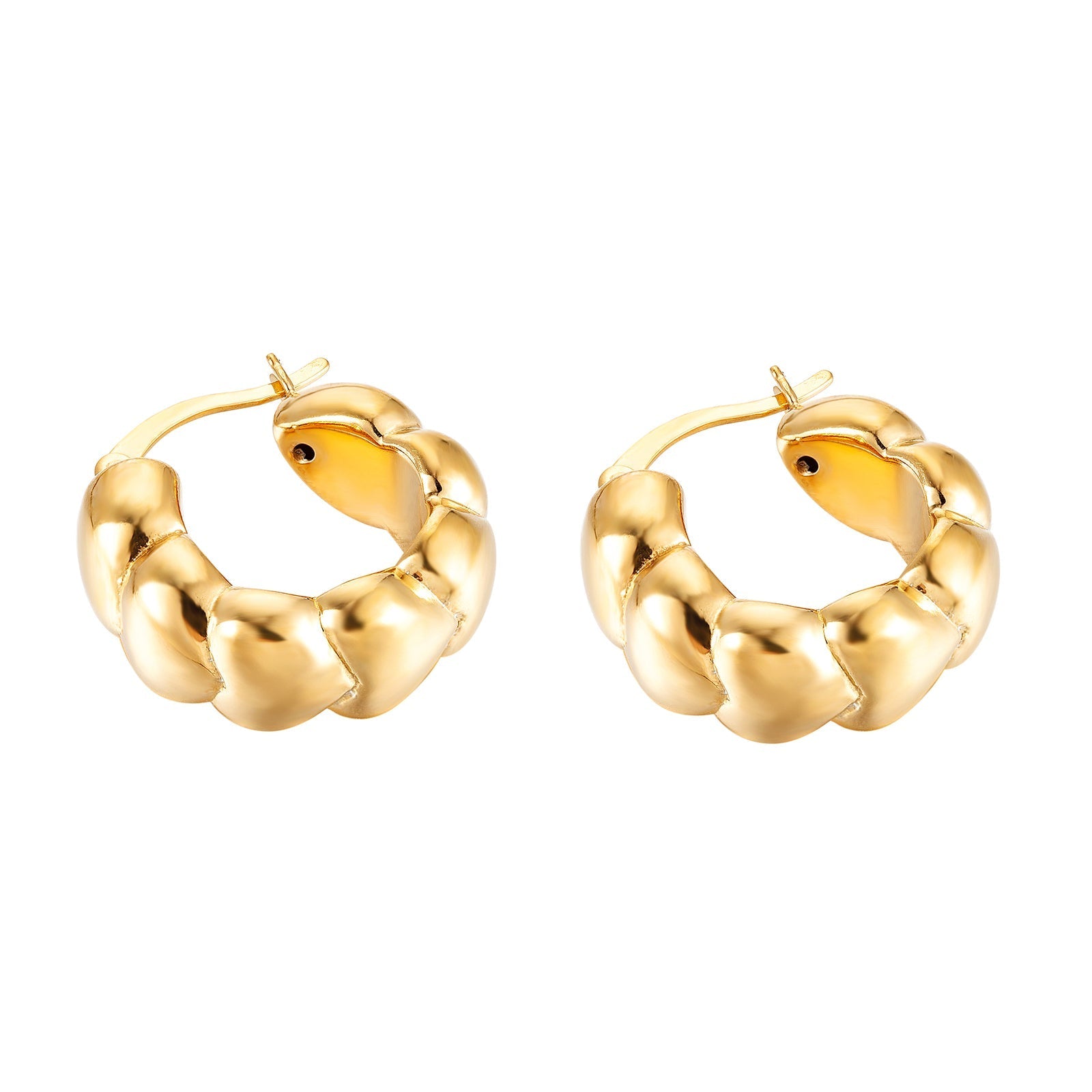 Seol Gold - Puffy Heart Hoops