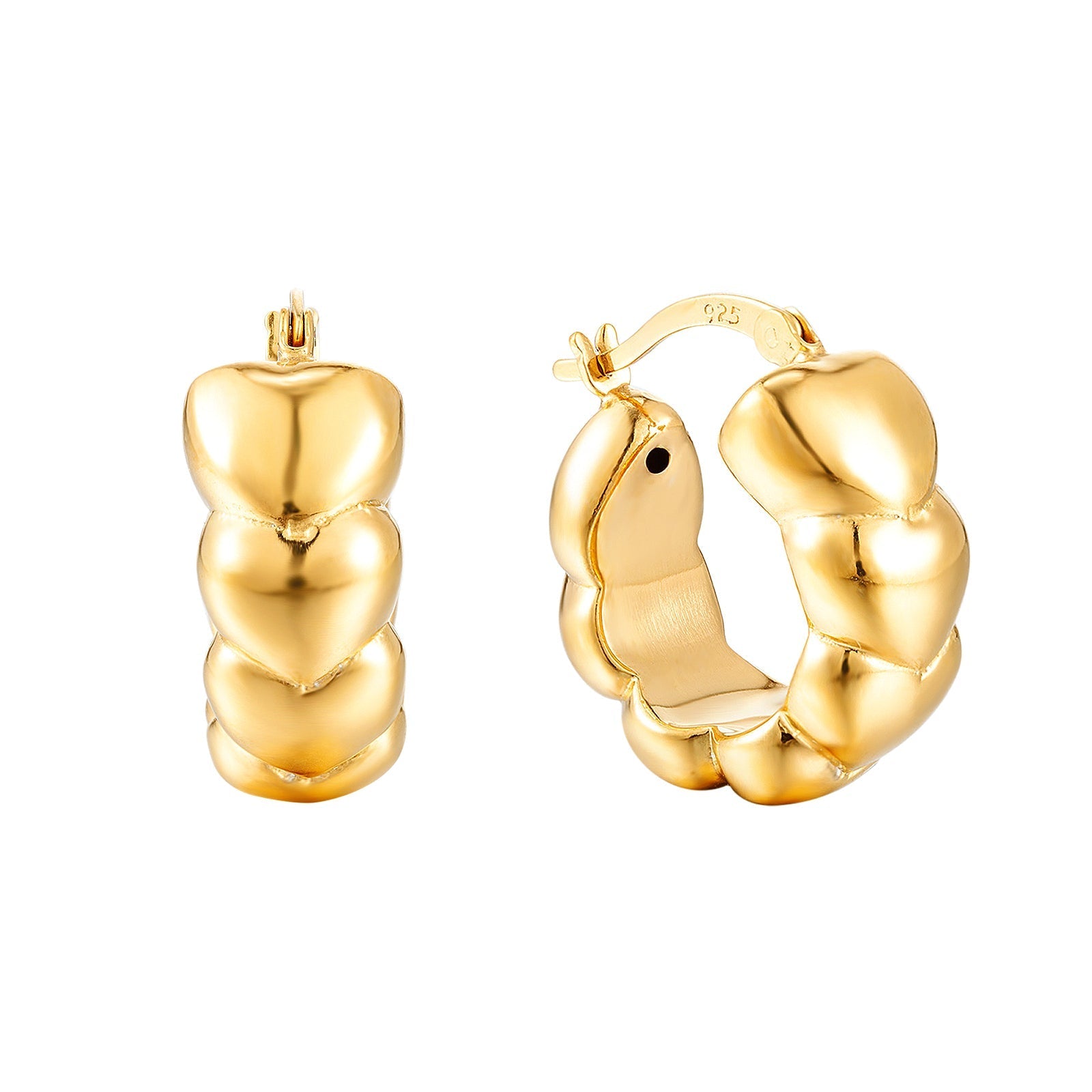 Seol Gold - Puffy Heart Hoops