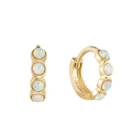 9ct Solid Gold Opal Huggie Hoops - Seol Gold