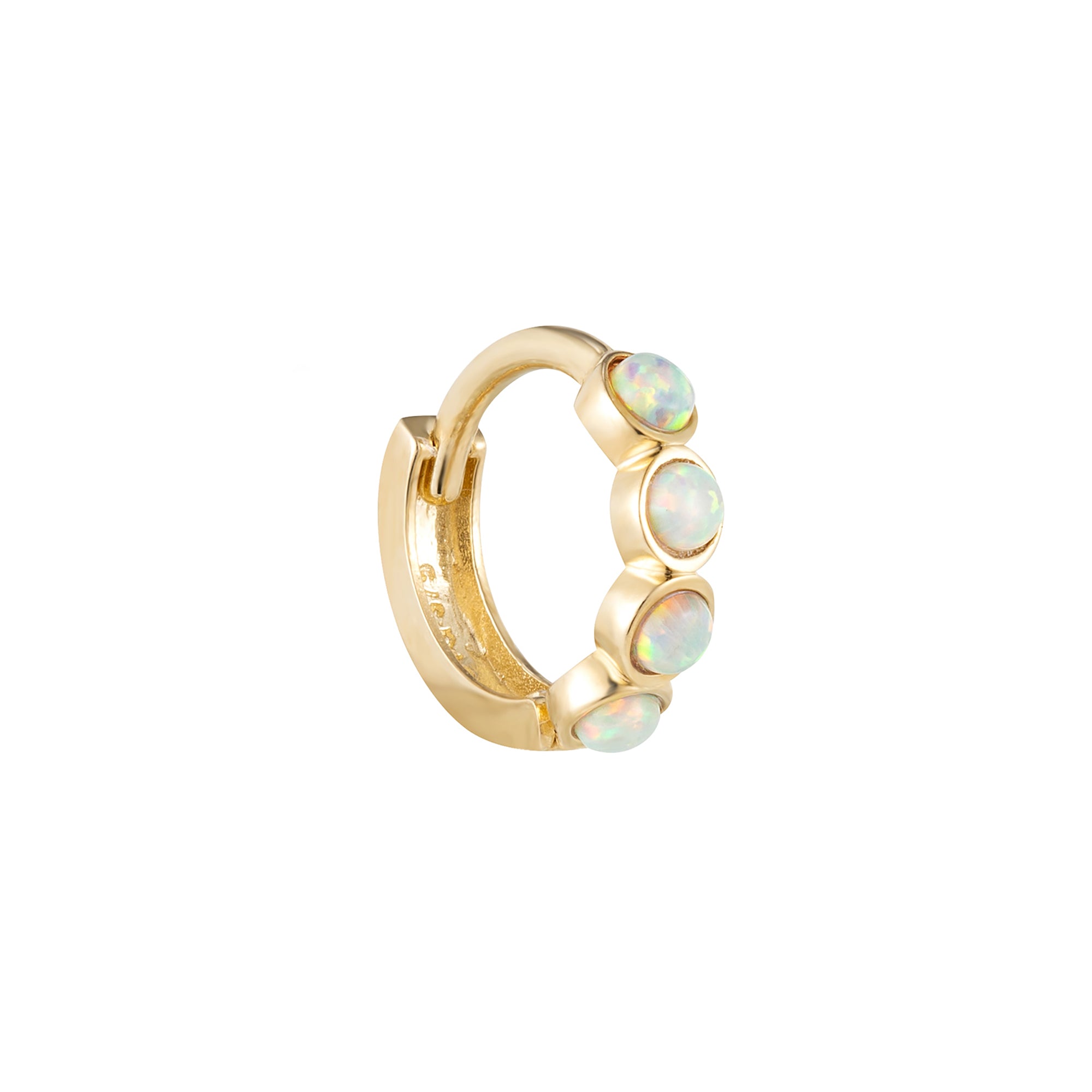 solid gold tiny opal hoop - seolgold