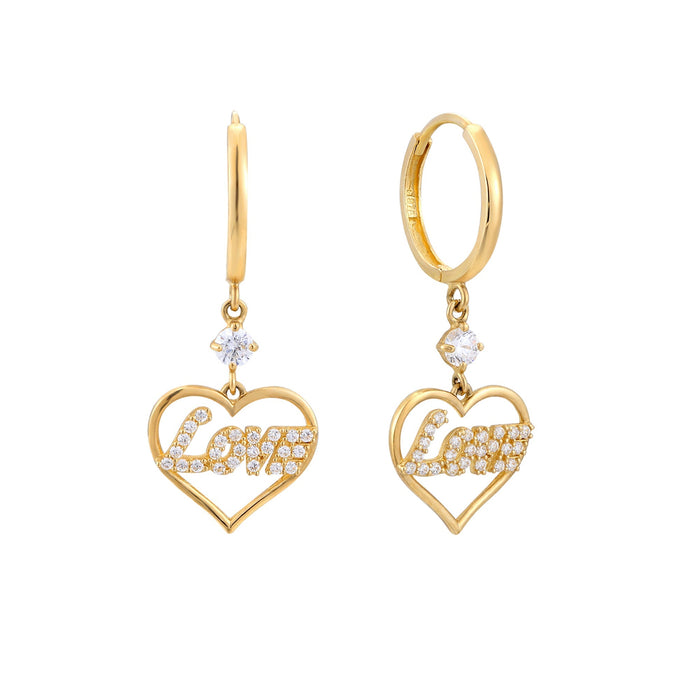 9ct Solid Gold Heart Hoop Earrings - seol gold