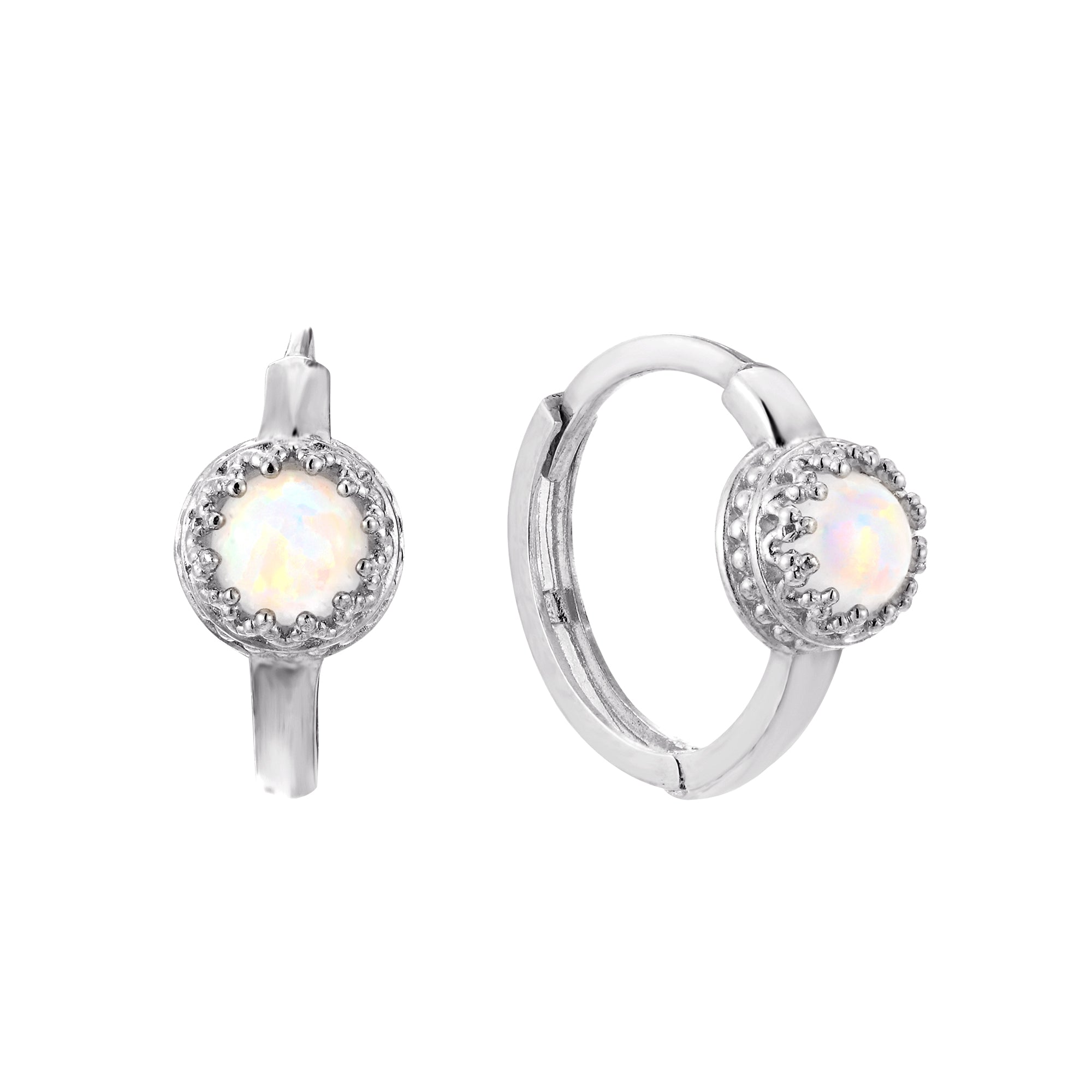 silver opal hoops - seolgold