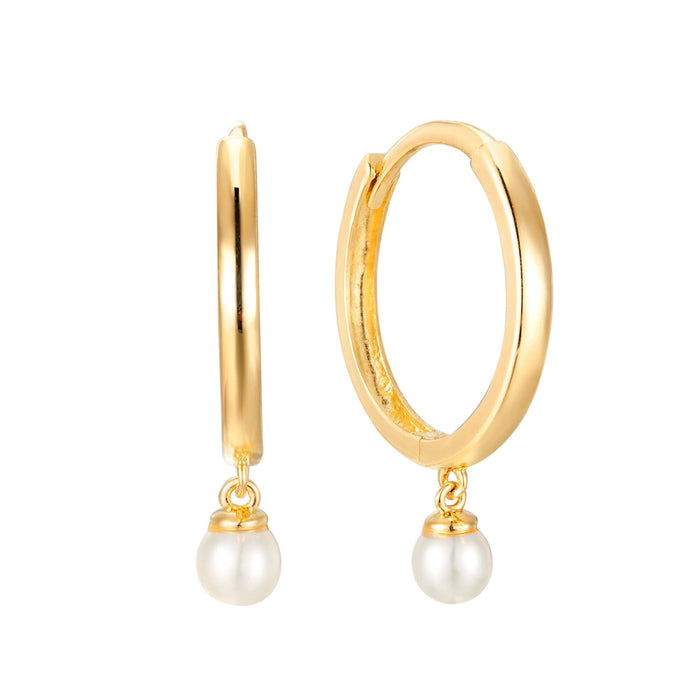 pearl hoops - seol gold