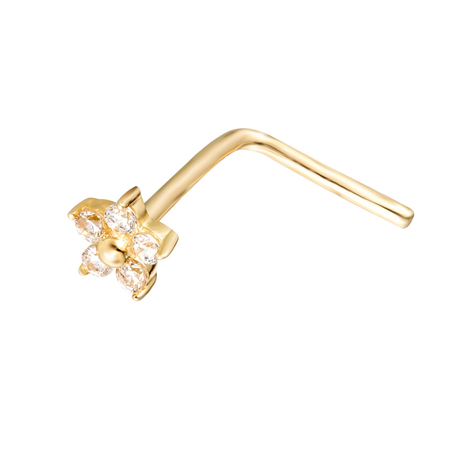 9ct Solid Gold CZ Flower Nose Stud