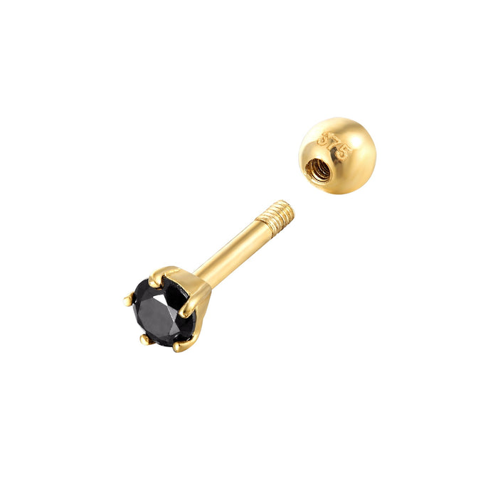 9ct gold onyx cartilage earring - seolgold