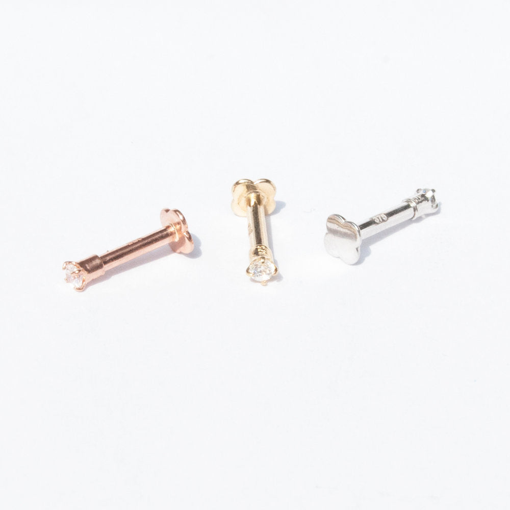 9ct Solid Rose Gold Labret CZ Stud