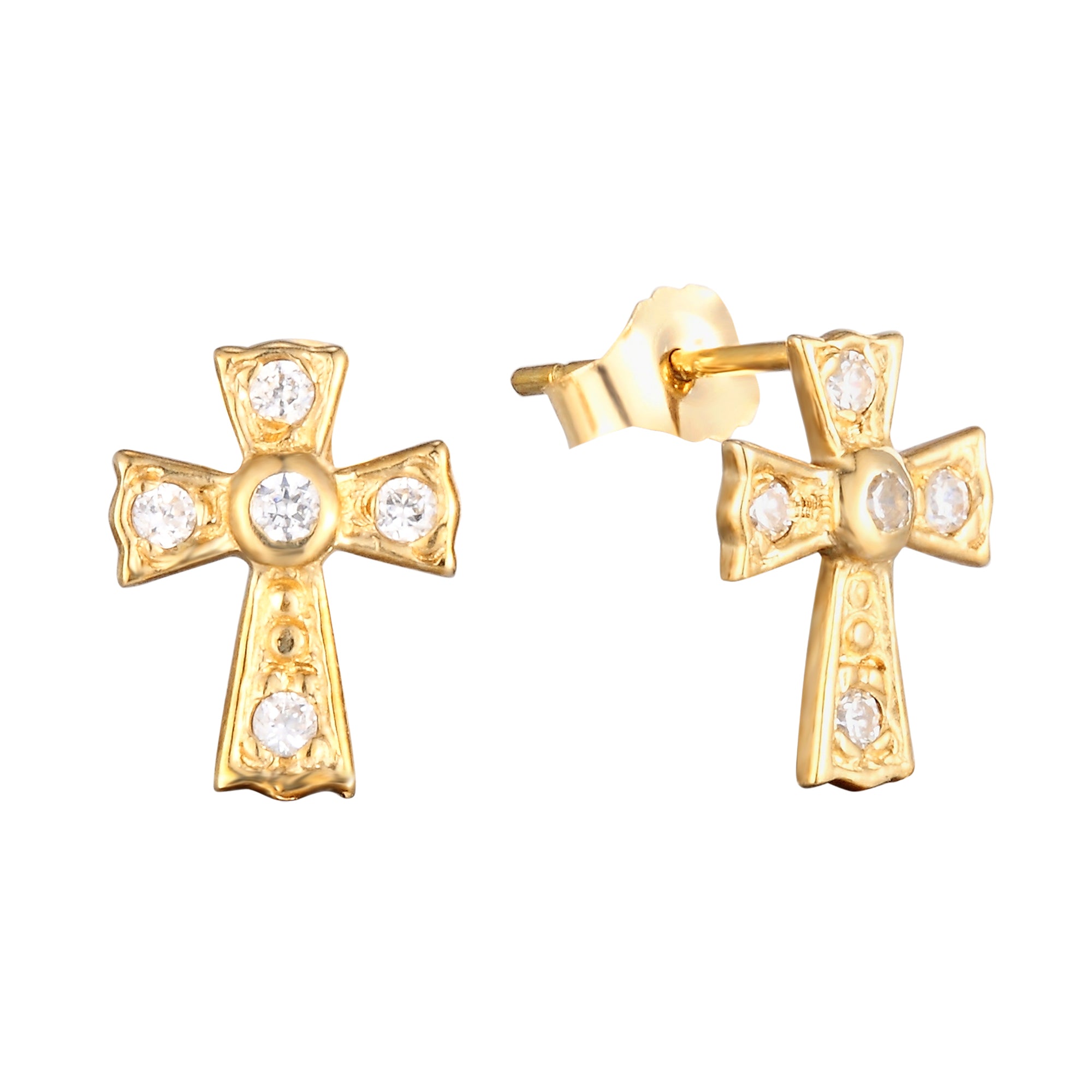 solid gold cross stud - seolgold