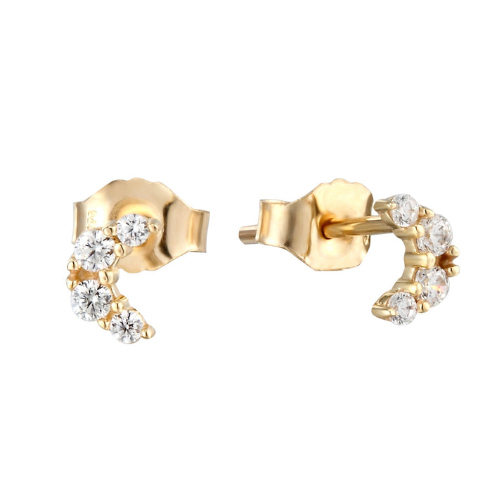 9ct Gold Tiny Moon CZ Studs - seol-gold