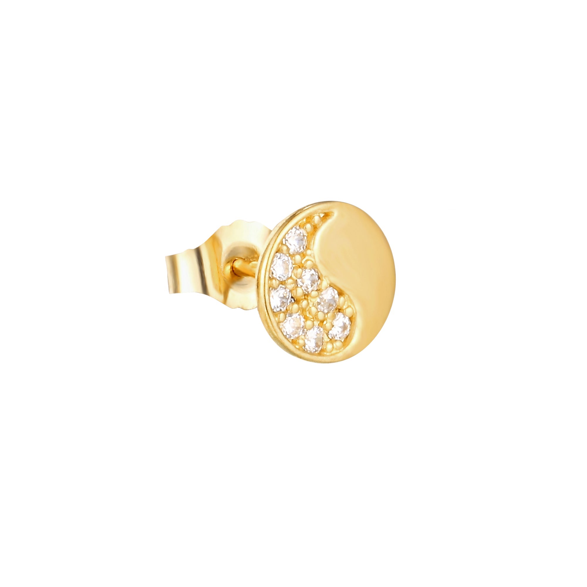 18ct Gold Vermeil Yin Yang CZ Studs