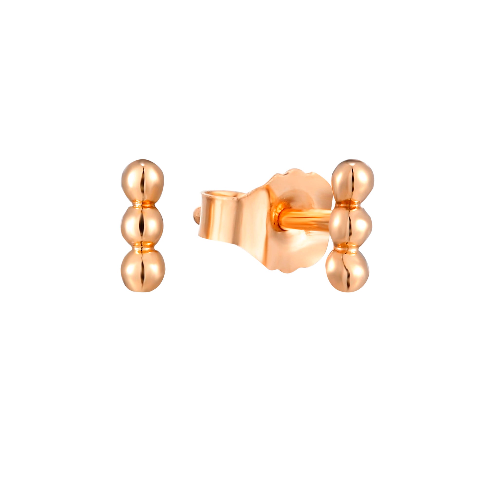 9ct Solid Rose Gold Tiny Dotted Bar Studs