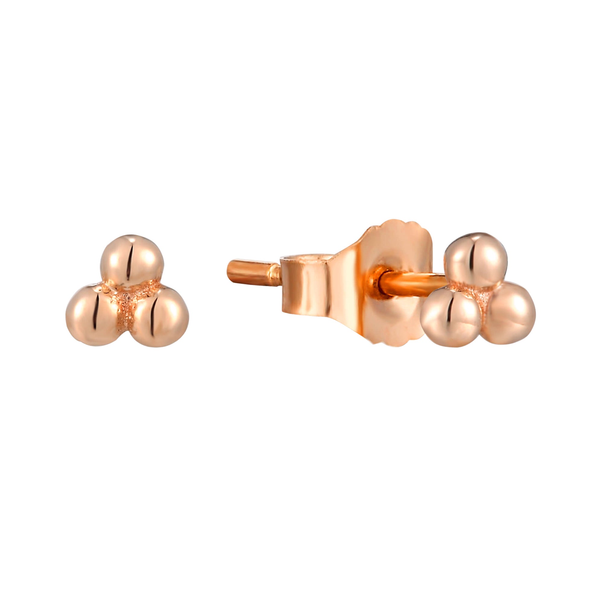 9ct Solid Rose Gold Tiny Triple Dot Studs