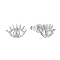 silver eye stud earrings - seolgold