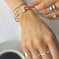 silver - gold - heart bangle - seolgold