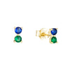 Seol Gold - Blue and Green CZ Studs