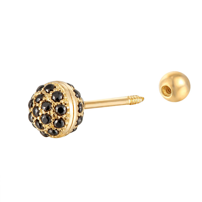 9ct Solid Gold Black CZ Stud - seol gold