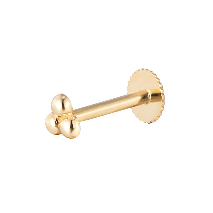 14ct Solid Gold Triple Bead Labret Stud - seolgold