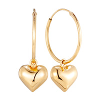 18ct Gold Vermeil Puffy Heart Hoops - Seol Gold