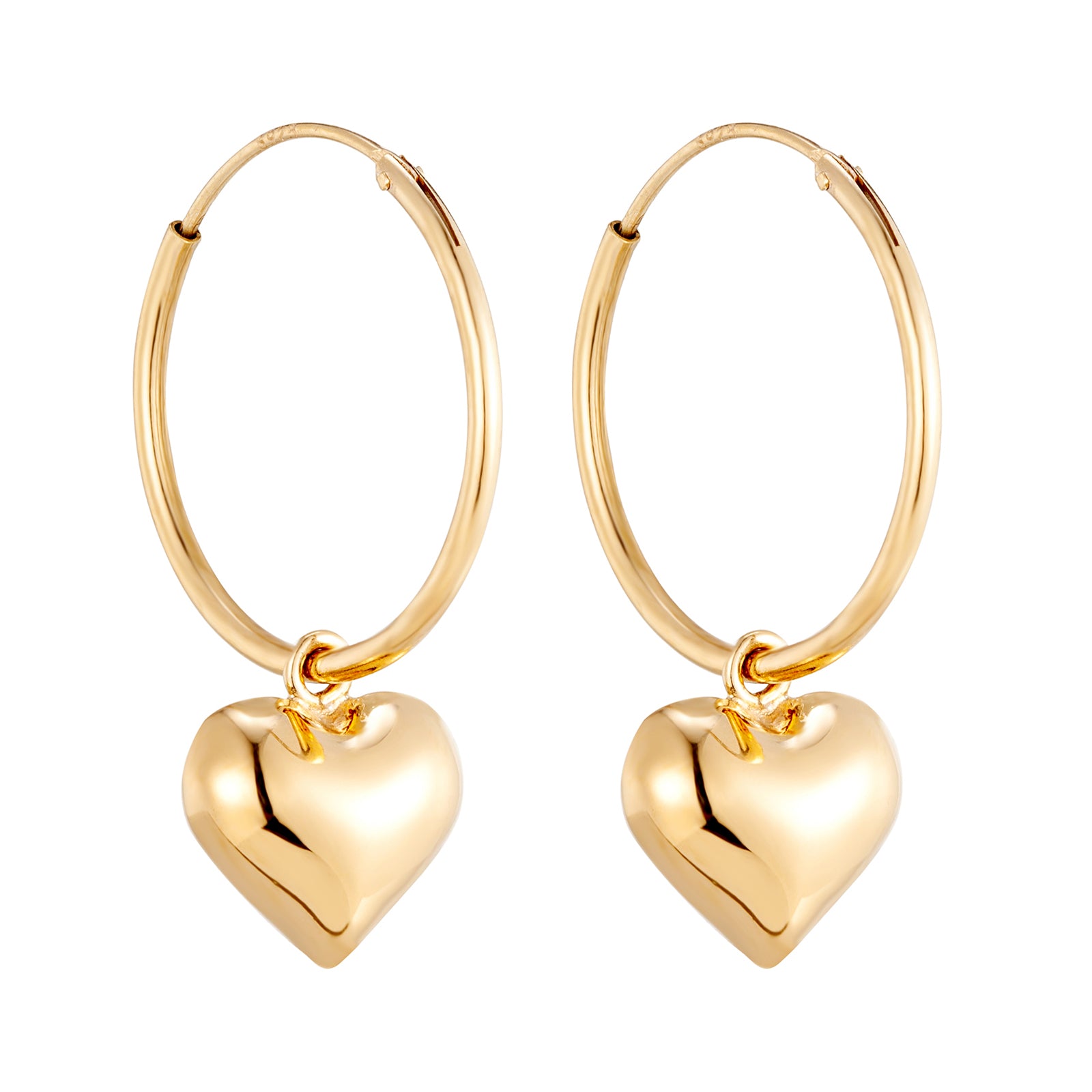 Gold Heart Hoops - Seol Gold