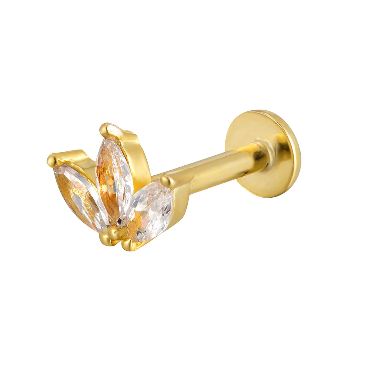 CZ lotus Labret Stud - Seol Gold